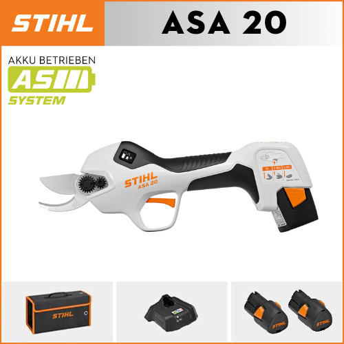 【STIHL】 ASA20*1, baterie litiu*2, cutie de depozitare*1, cap de tăiere*1, încărcător*1, Poate fi folosit continuu timp de 6 de ore